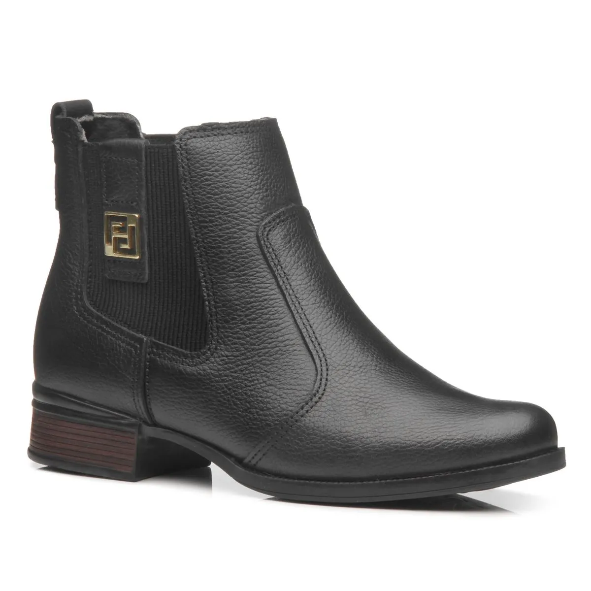 BOTA FEMININA COURO CALCE FACIL CANO CURT...