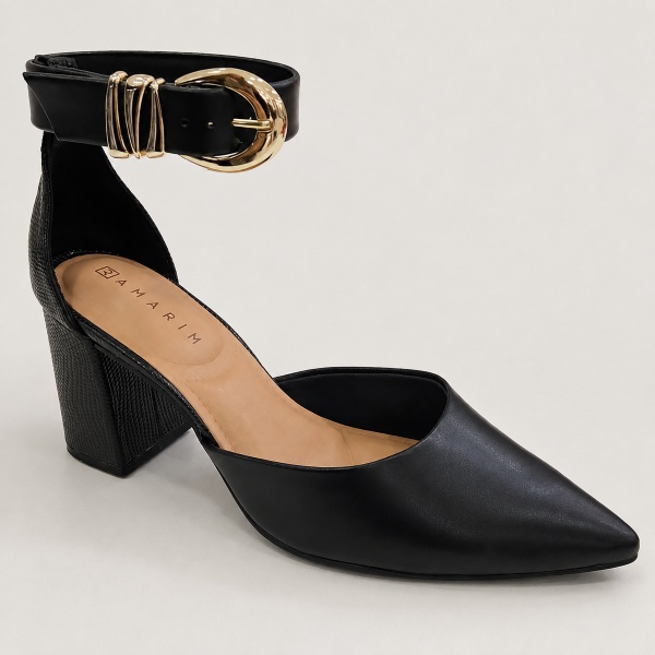 SAPATO SCARPIN SALTO BLOCO RAMARIM 