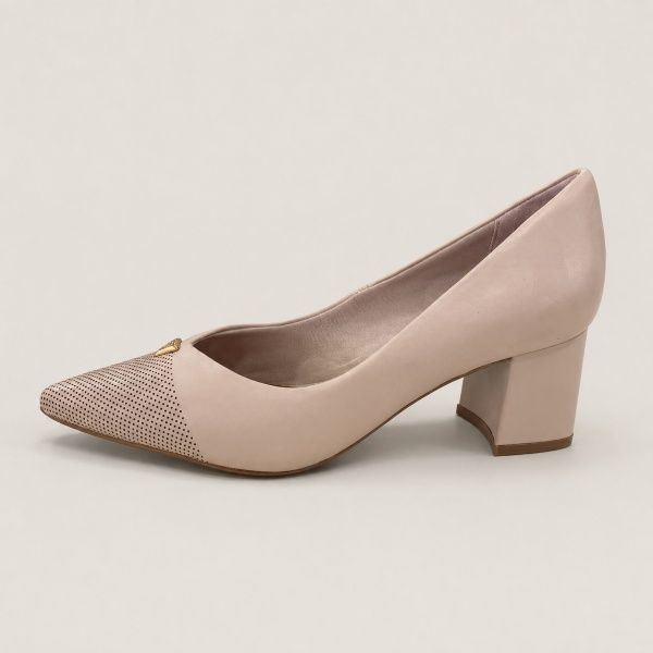 SAPATO SCARPIN EM COURO COM SALTO GROSSO ...